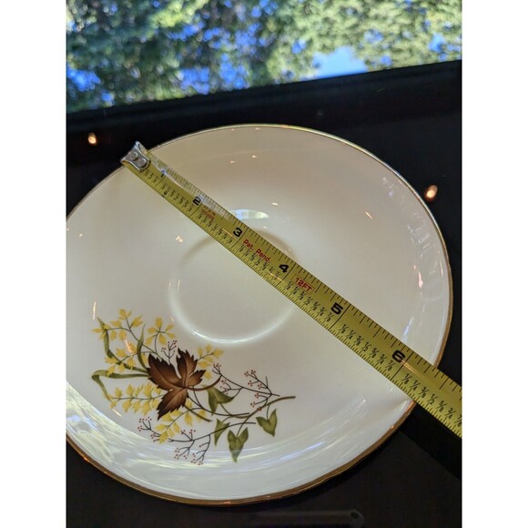 Taylor Smith & T Leaf O'Gold Vtg Footed Cup & Saucer set of 2 Yellow MapleLeaf - Picture 12 of 15